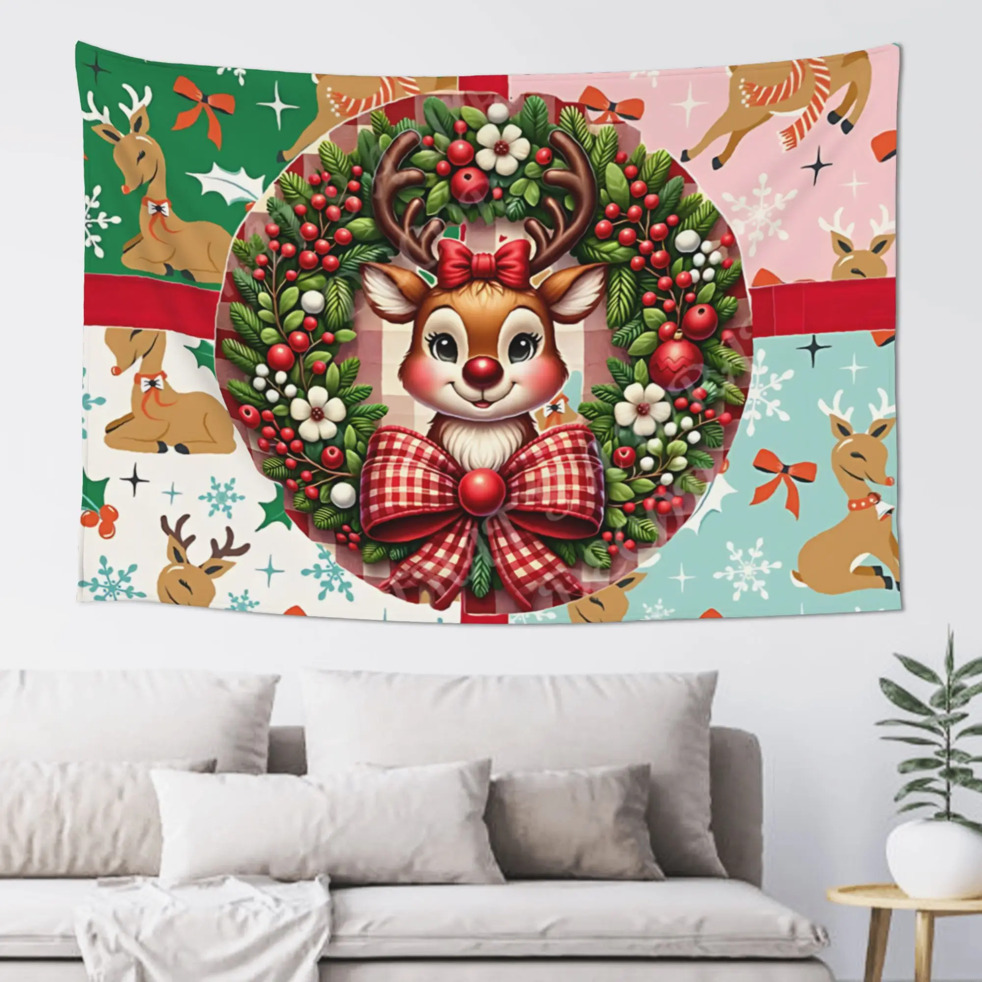 Christmas Gift Box Pattern Customized Tapestry Bedroom Decoration  Wall Hanging Blanket Tapestry Cool Stuff For Room