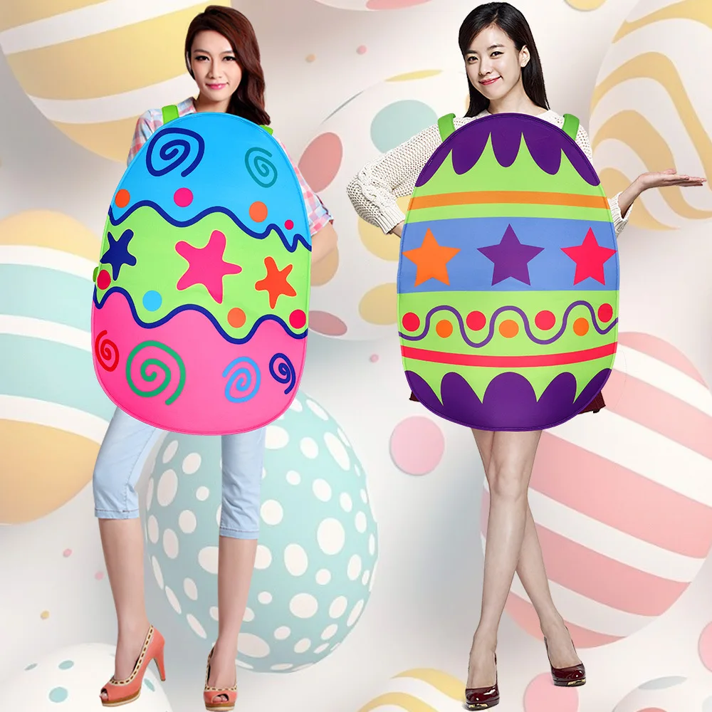 

Пасхальное яйцо, карнавальный костюм для взрослых, Хэллоуин, маскарад, забавный мультяшный ролевой костюм, одежда из полиэфирного волокна, сценическое выступление