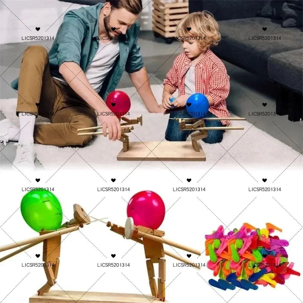 Creative Bamboo Battle Balloon Game Wooden Fencing Puppets for Thrilling Balloon Fight Fun Innovative Poke Balloon Toy