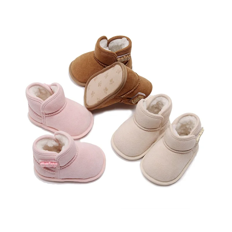 Suefunskry Baby Girls Boys Ankle Boots Non-slip Newborn Winter Snow Shoes Warm Flats Casual Walking Shoes for Toddler Infant