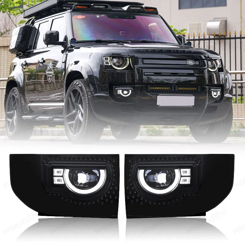 

Передний бампер автомобиля, светодиодные противотуманные фары для Land Rover Defender 90 110 130 2020-2025, внешние аксессуары, DRL, указатели поворота, противотуманные фары
