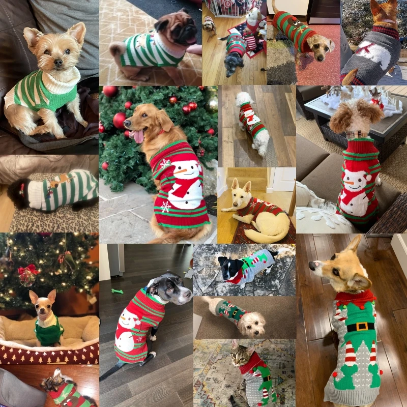 Sweater rajut Natal untuk anjing, pakaian Natal, mantel anak anjing, Chihuahua, Bulldog, Halloween, item kostum, musim dingin