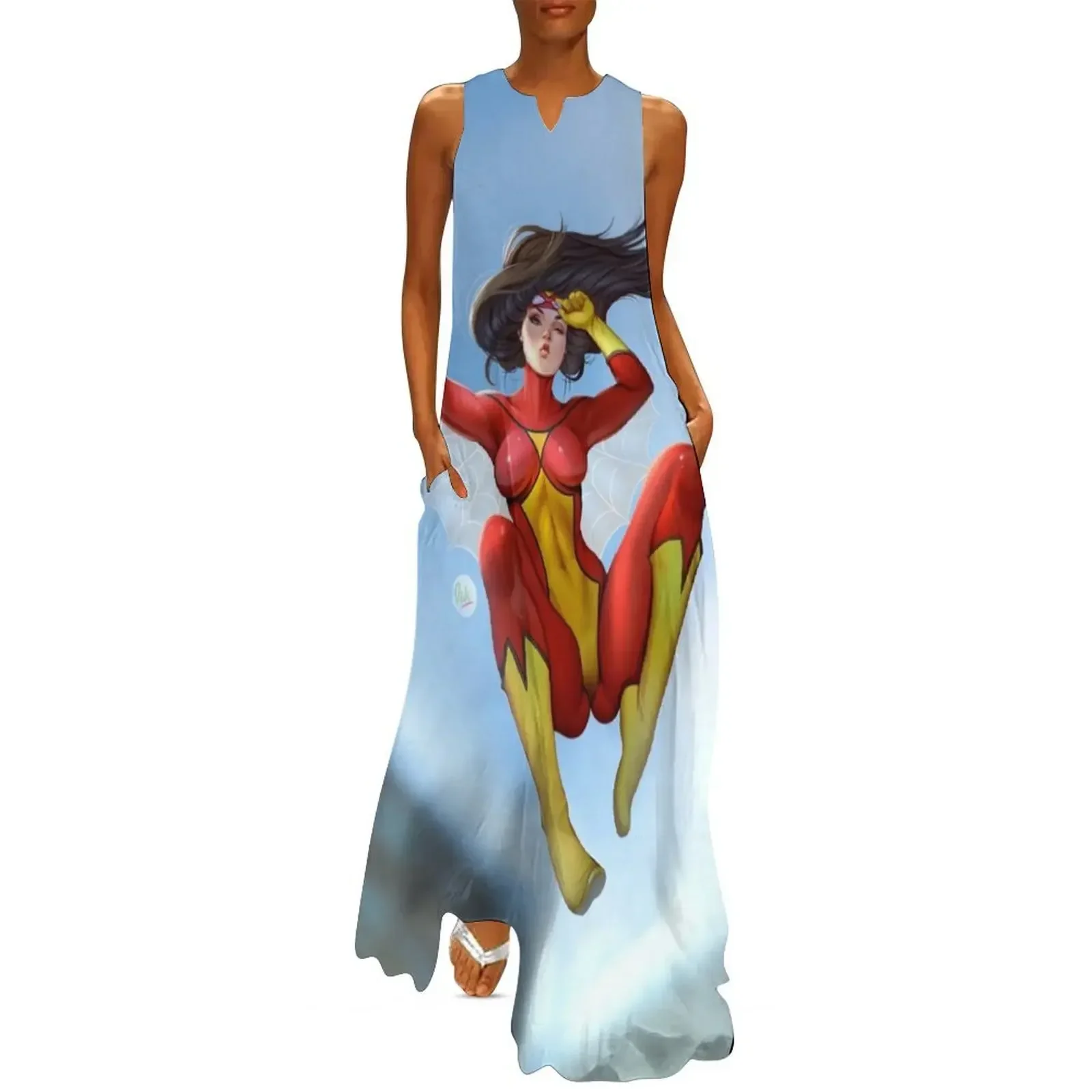 

SpiderWoman ART Long Dress loose summer dress sexy short dresses daring long dress women summer dresses