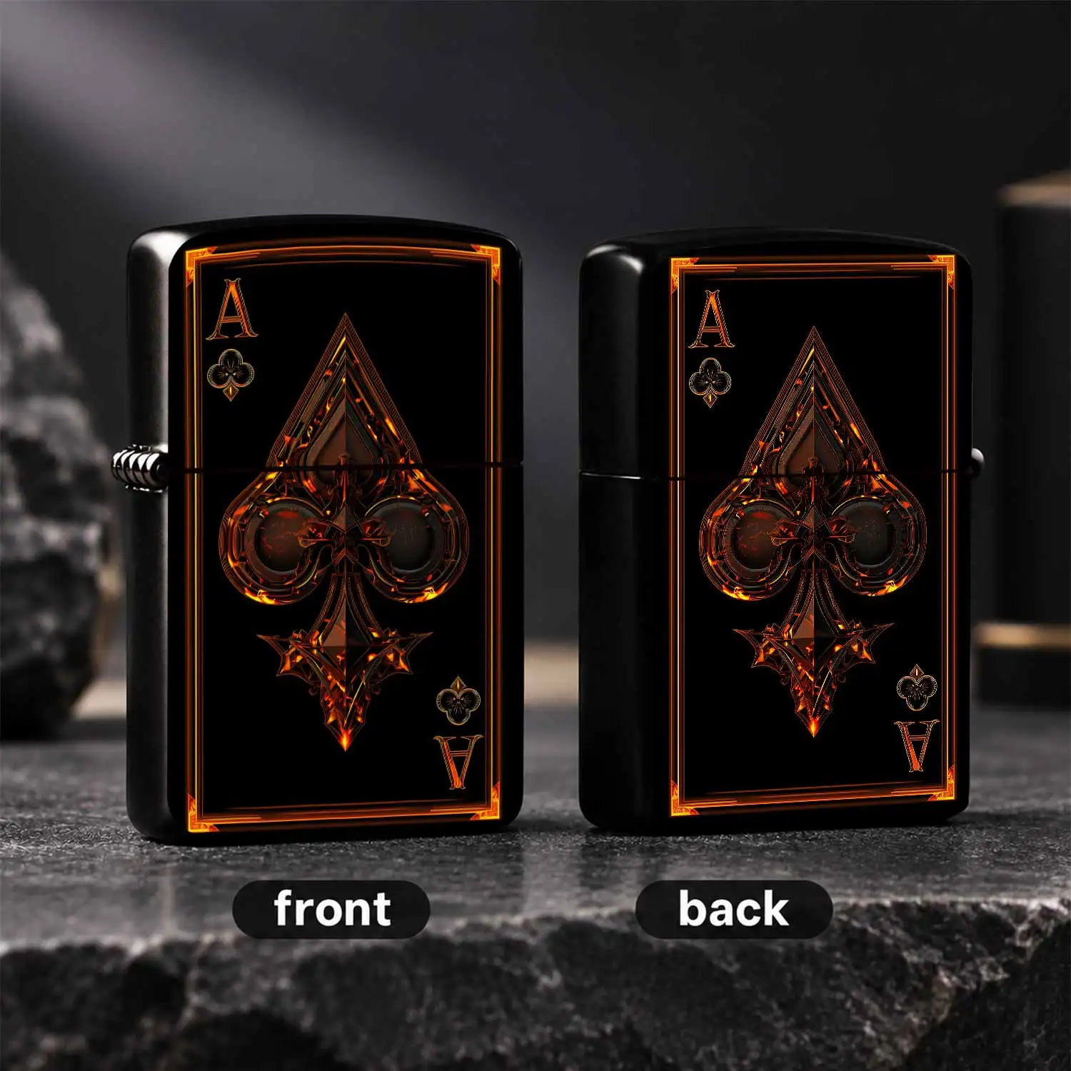 Dark Retro Flame Ace Stylish Lighter, Exquisite Gilded Crafted Unique Portable Item, Ideal For Daily Carrying, Parties, Collection, Various Occasions, Thoughtful Distinct Gift Choice For Your Friends And Hobby Partners A Humorous And Intere