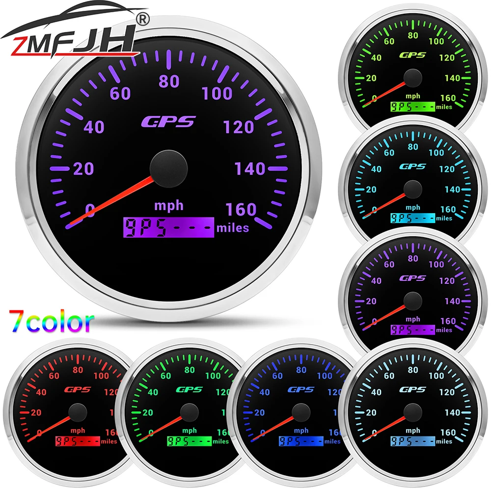 

Цифровой GPS-спидометр 110 мм с GPS-антенной, 7-цветной подсветкой, 80~160 миль/ч, индикатор скорости для морских судов, автомобилей, лодок, 12В/24В