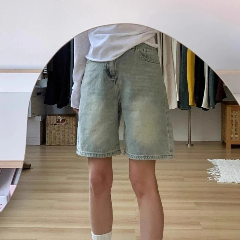 Denim New High Waist Loose Shorts Women All-match Trendy Slim Straight Skinny Jeans Trendy Short Personalized Moda Pants