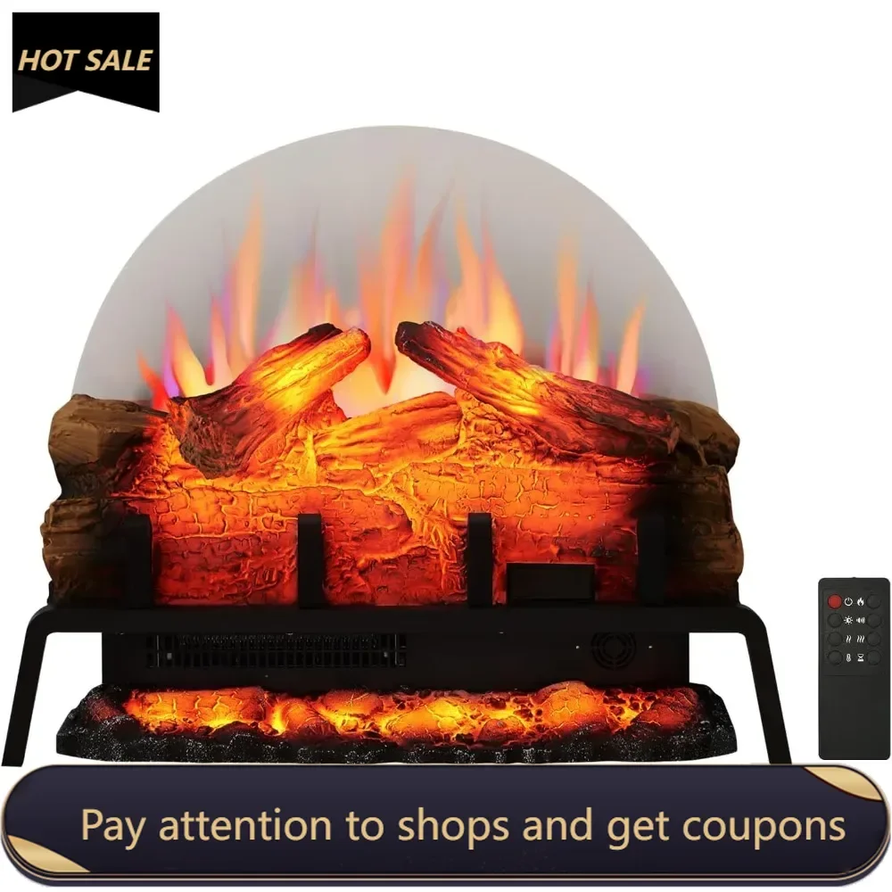 

24" Free Standing Electric Fireplace Log Set Insert, 750W/1500W Heater, 6 Flame Colors with 5 Brightness, Crackling Sound