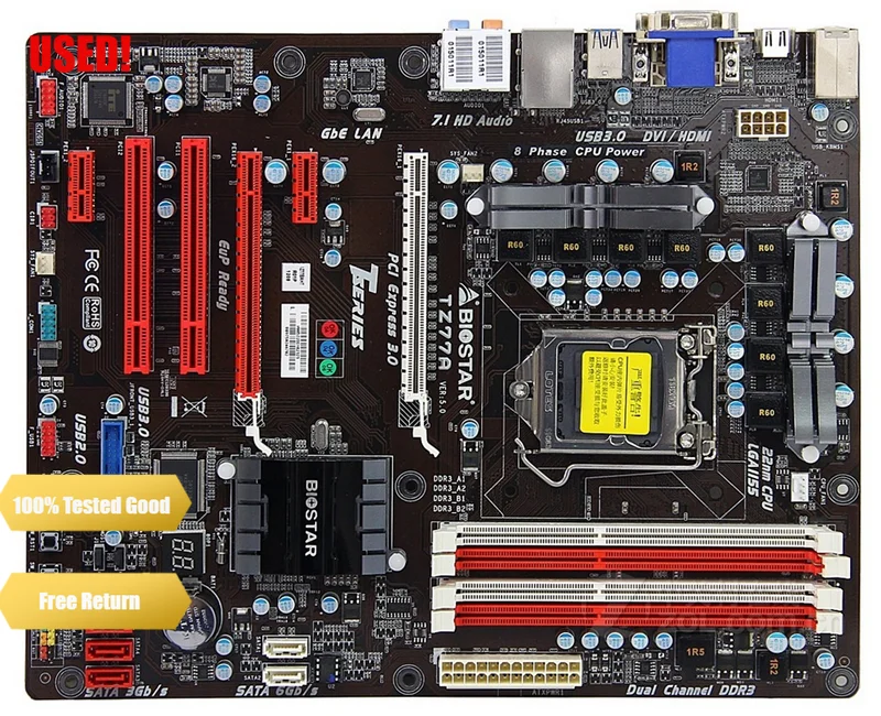 

,BIOSTAR TZ77A Original Motherboard Intel Z77 LGA 1155 DDR3 32G SATA3 USB3.0 ATX