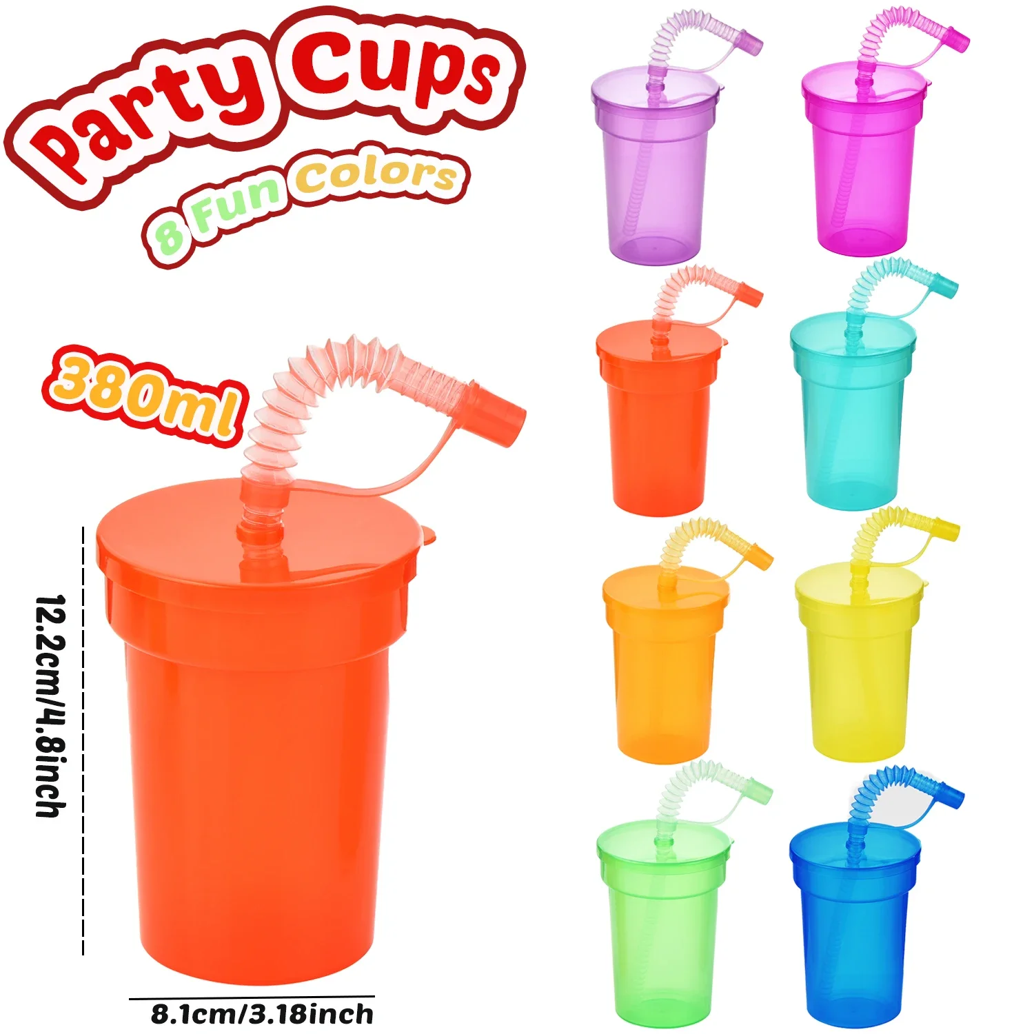 Tazze Sippy al Neon tazze per feste in plastica con cannucce e coperchi, tazze colorate per feste per forniture per decorazioni per feste di