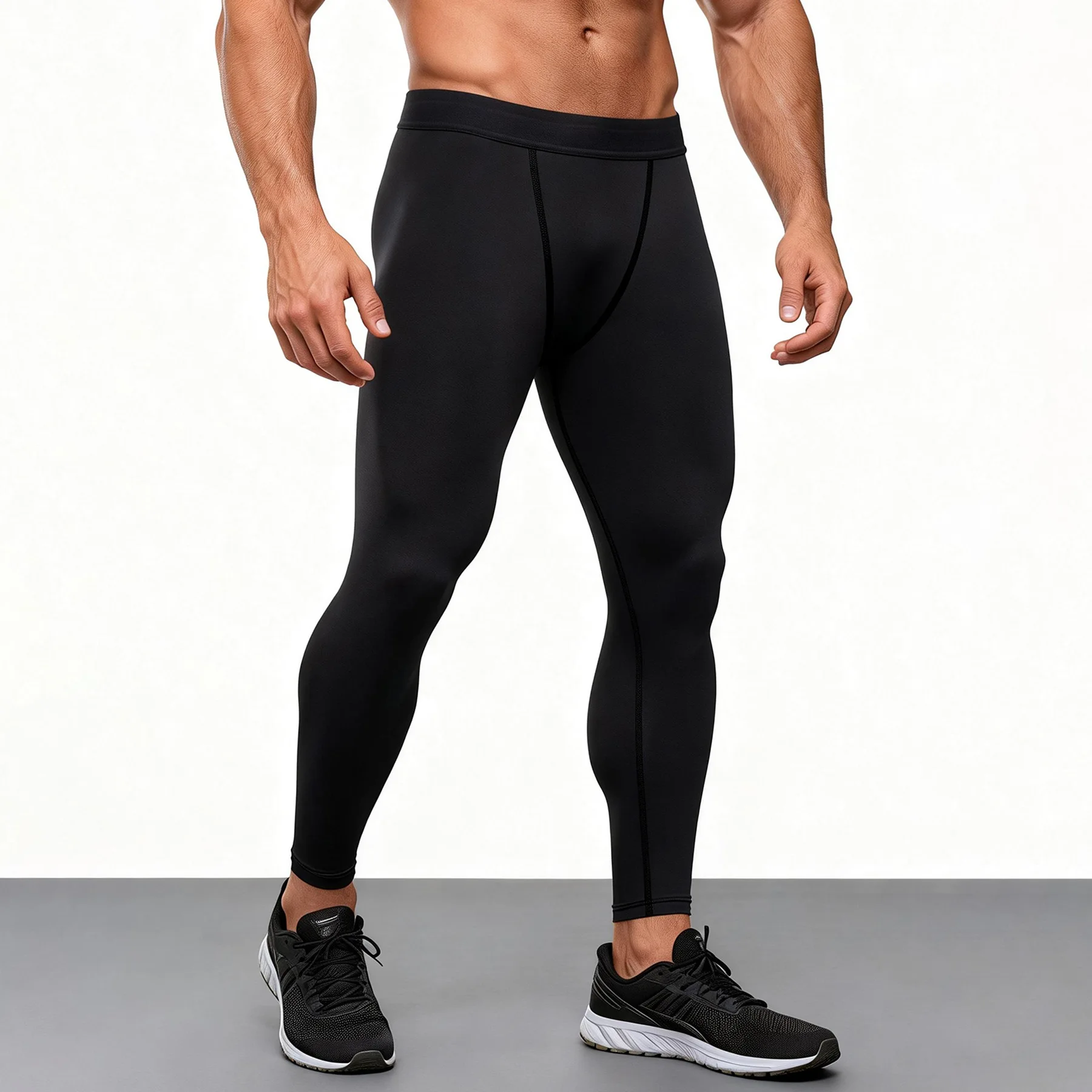 Men's compression sports pants fast drying fitness sports pants running tight pants training tight pants black red gray line