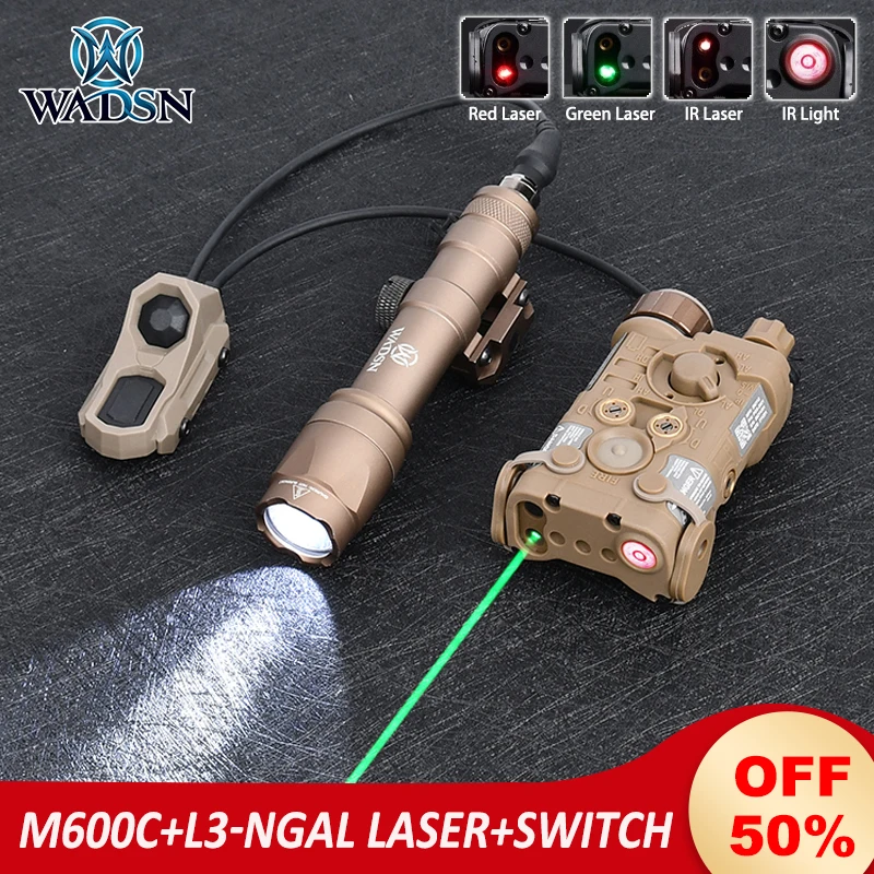 

Wadsn L3-NGAL Red Green Dot Laser Tactical M600C Flashlight Ngal L3 Airsoft IR Illumination IR Scout Light UNAxon Dual Switch