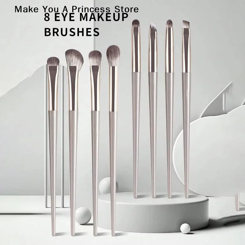 【HBA】 Juego de 8 brochas de maquillaje para ojos, detalle de sombra de ojos, brocha de maquillaje, herramienta de maquillaje Ultra suave para sombra de ojos y delineador de ojos