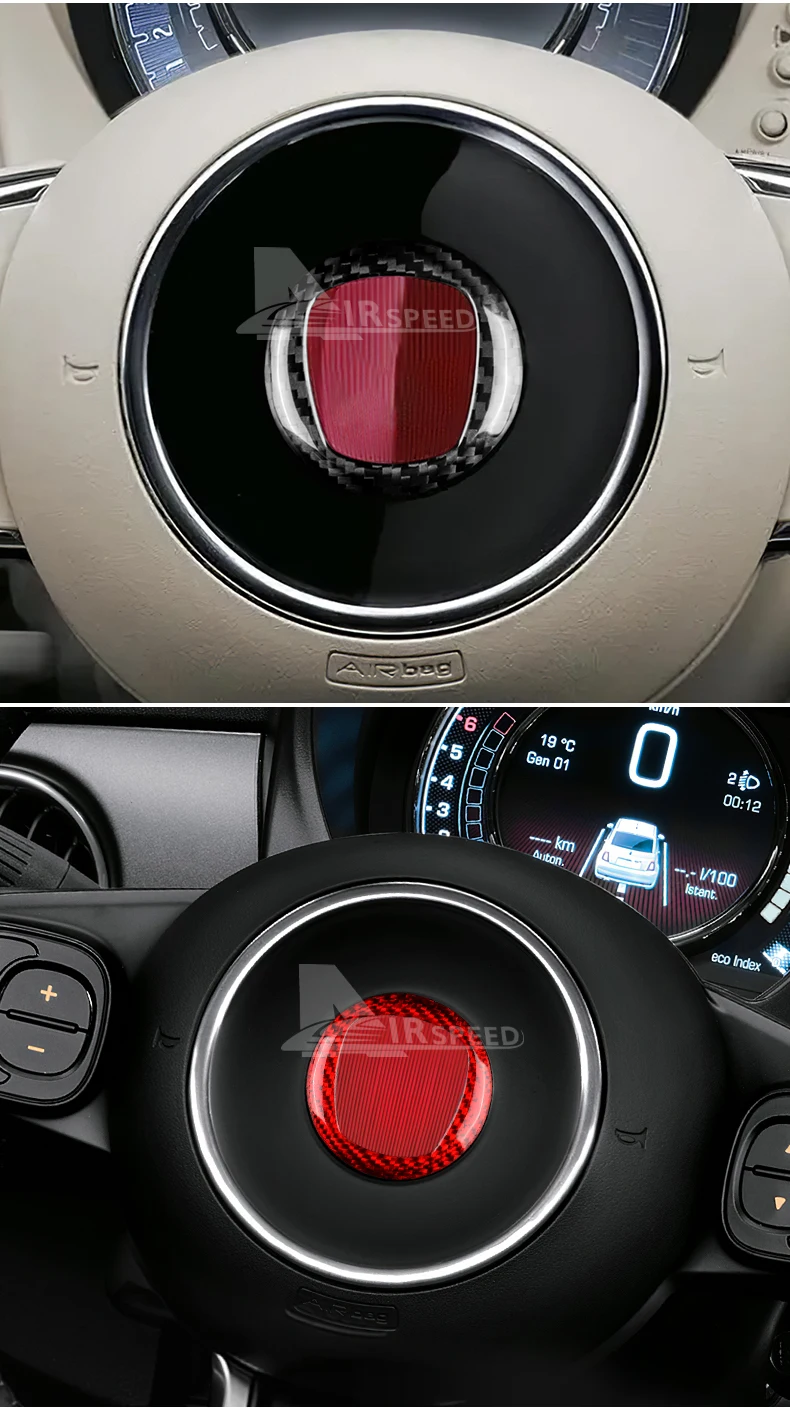 Real Hard Carbon Fiber Aufkleber für Fiat 500 Abarth 595 695 2008-2014 2015 2016 2017 2018 2019 2020 2021 2022 2023 Auto Innen – Detail 4