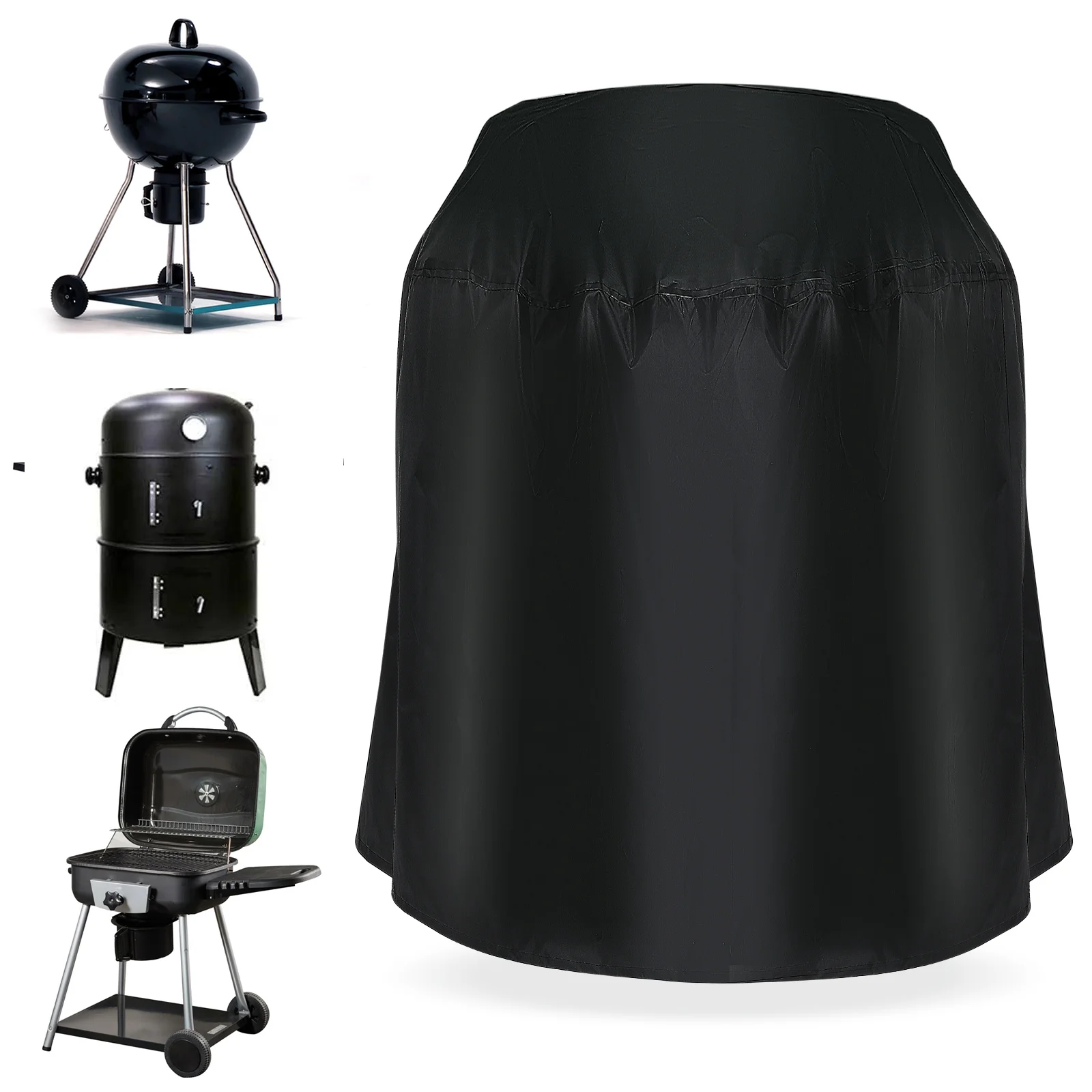 

Waterproof BBQ Cover 70x70cm Black Round Fire Pit Grill Stove Dust Rain Covers Outdoor Heater Barrel Kettle Garden