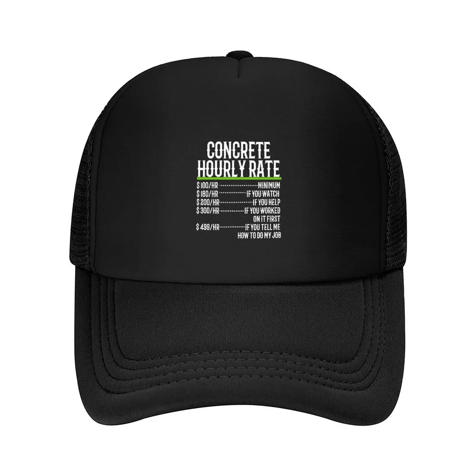 Concrete Hourly Rate Baseball Cap Sports Cap Beach Hat Custom Cap Hat Men Golf Wear Men Women's