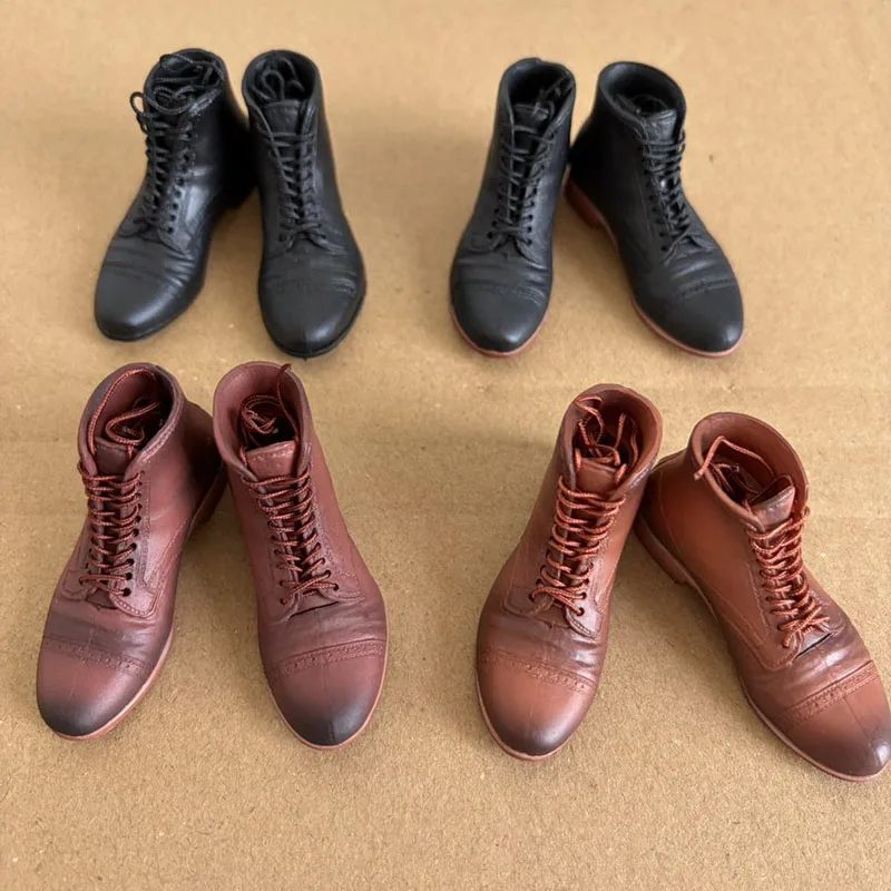 1/6 Scale Male Lace-up Rubber Boots Soldier Solid Shoes Model Fit 12'' Detachable Feet Action Figure Body Dolls