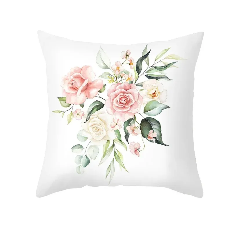 Short Plush Material Pillowcase Spring Letter Print Floral Series Pillowcase Home Decoration Sofa Cushion Cover Fresh Pillowcase