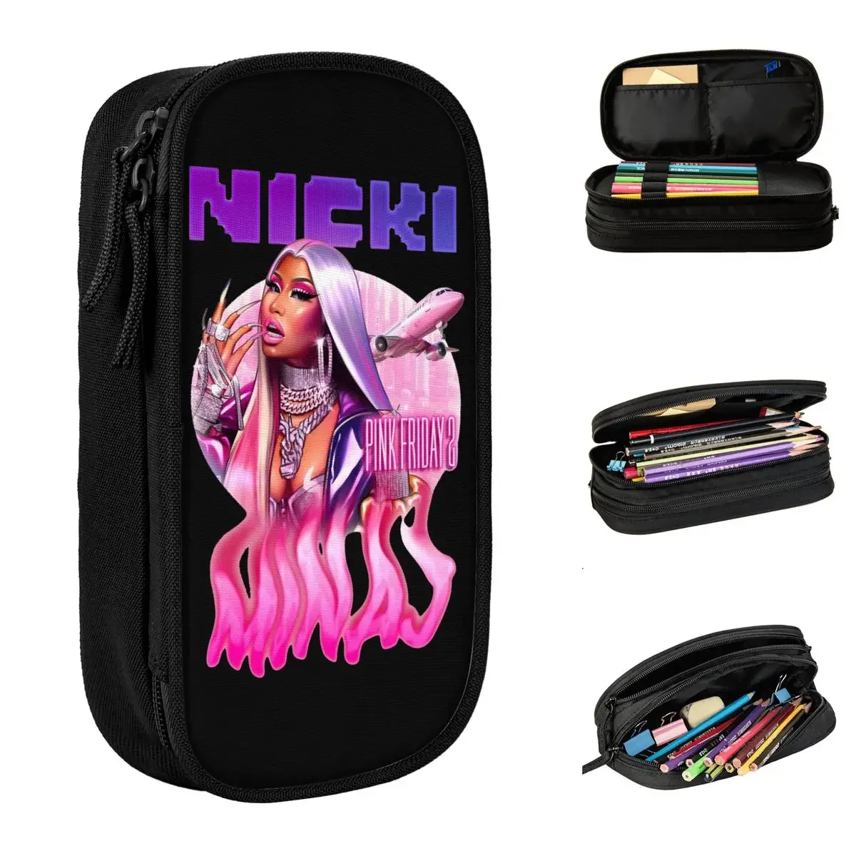 Nicki Minaj Gag City Pencil Cases Rap Rapper Music Pencil Box Pen Box for Student Large Storage Bags School Supplies Stationery