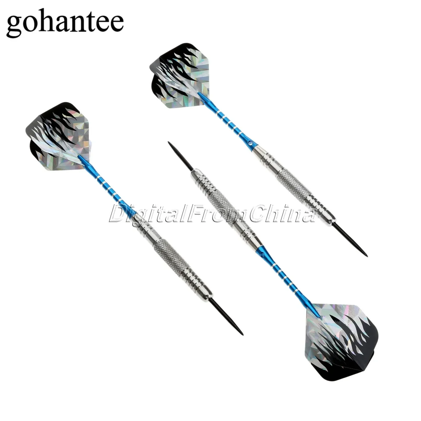 gohantee 3Pcs 22g Steel Tip Professional Darts With Nickel Painted Brass Steel And Grooved Aluminium Shafts,Nice 2D Dart Flights