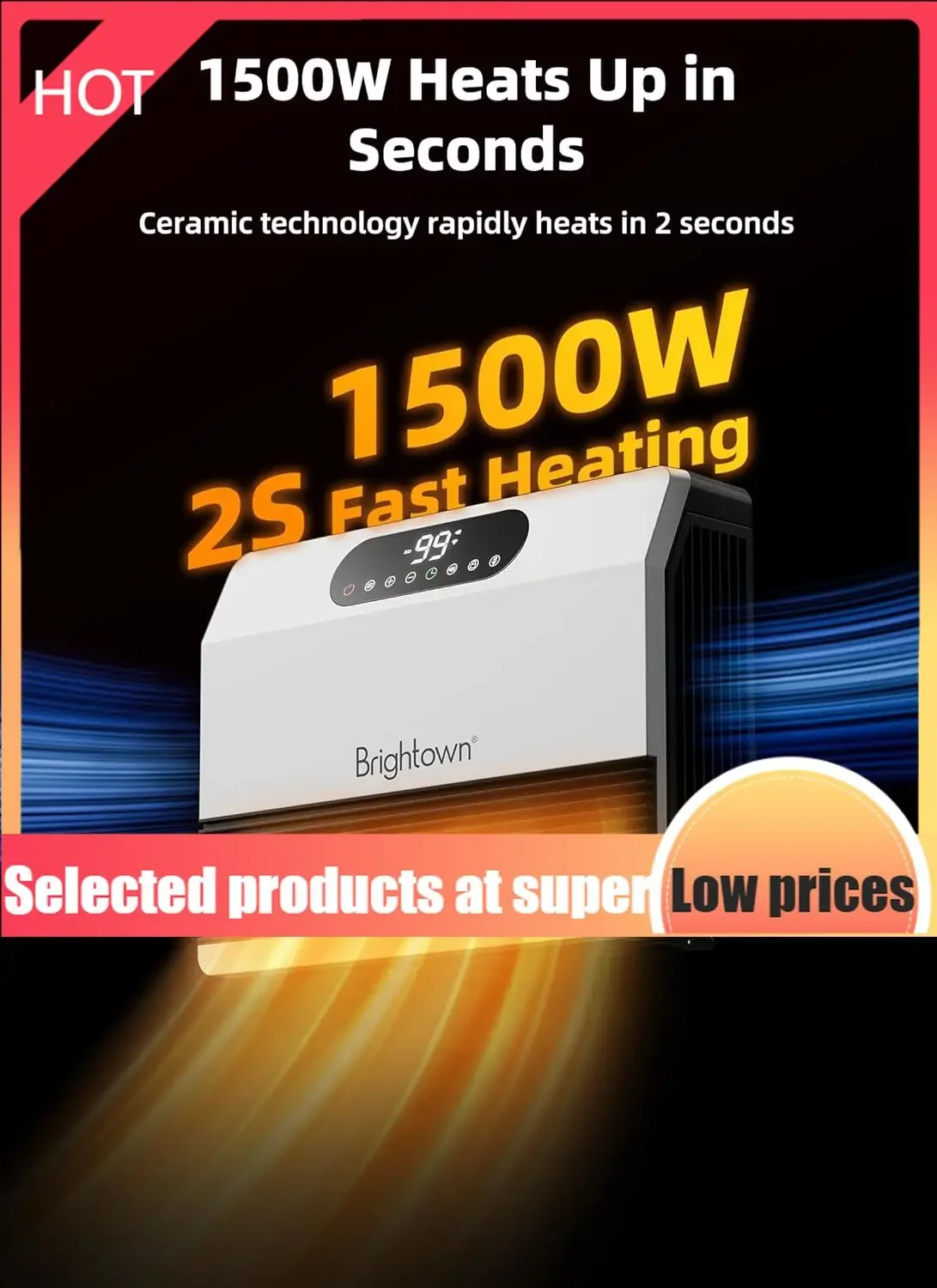 

Competitive Item-Wall Heater, Heater For Indoor Use 1500W, 5 Optional Modes, Adjustable Thermostat, Easy Mount Home Space Heater