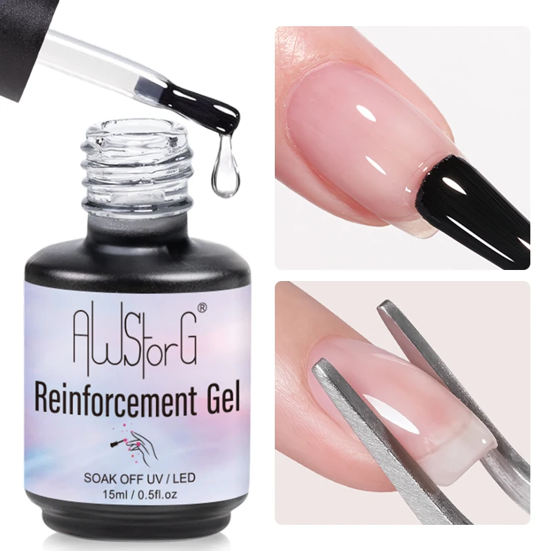 AWStorG 15ml 8-in-1 Clear Hard Builder Gel - Professional Nail Extension, Strengthening & Repair Formula UV/LED Curable