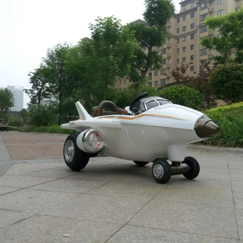 Children's electric vehicle four-wheel stroller car remote control dual drive can ride children aircraft car fighter