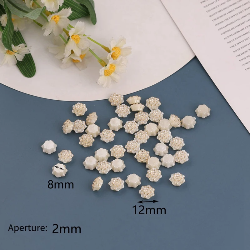 100G Assorted Vintage Resin Beads Transparent Flower Leaf Beads Gold Plating Baroque Aesthetic Beads