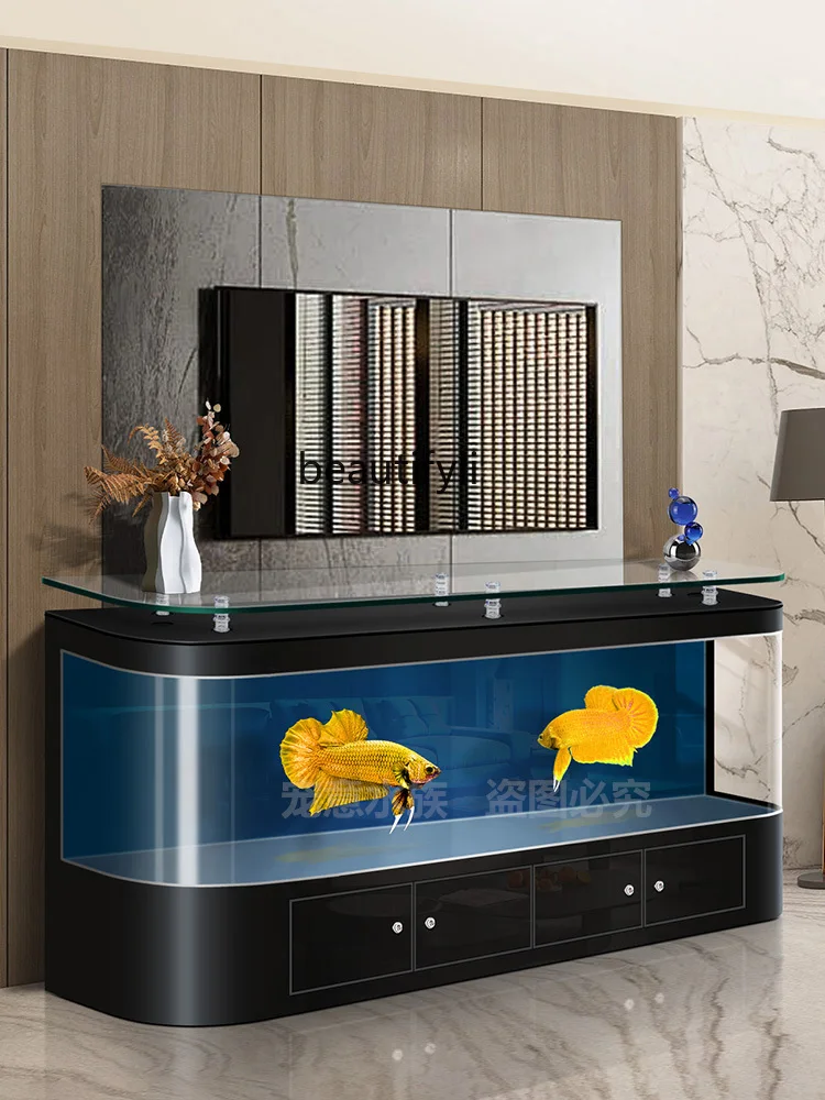 TV cabinet, fish tank, integrated coffee table, storage cabinet, floor-to-ceiling, high-end large ecological aquarium