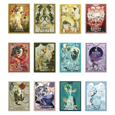 1Set Twelve Constellation Series Playing Cards, Exquisite Patterns Deck of Poker Cards,Suitable for Party Entertainment