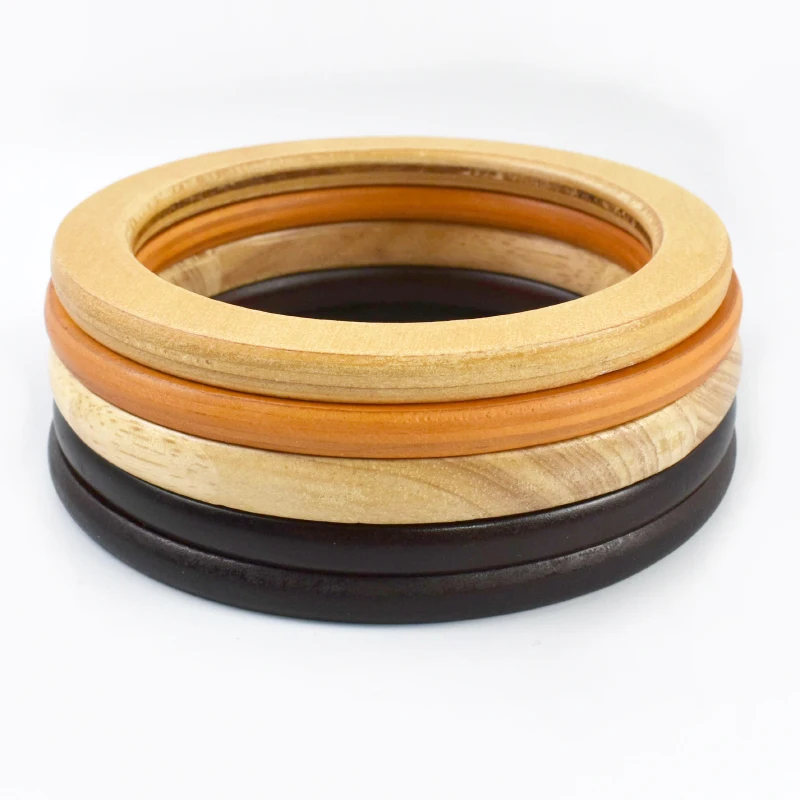 2Pcs Deepeel Round Wood Handle Wooden O Ring Bags Handles for Handbag Strap Purse Frame DIY Sewing Brackets Bag Accessories