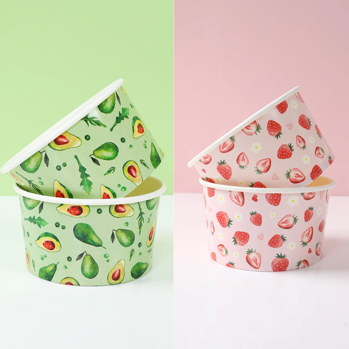 Strawberry Ice Cream Paper Bowl Happy One Birthday Party Decoration Kid Favors Avocado Ice Cream Paper Bowl Baby Shower Supplies