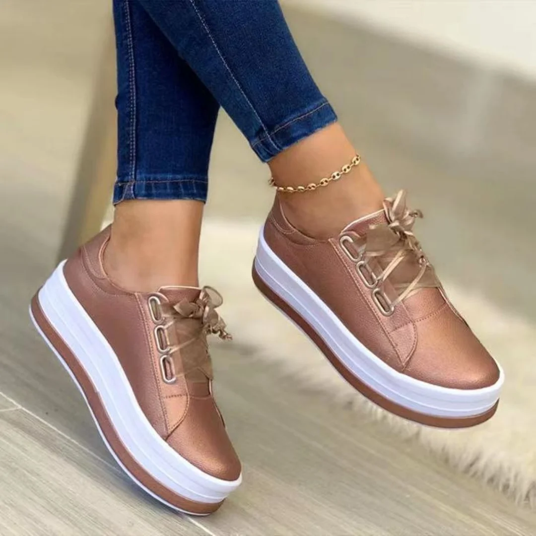 Women 2024 new large size lace-up match color breathable women's casual sports shoes