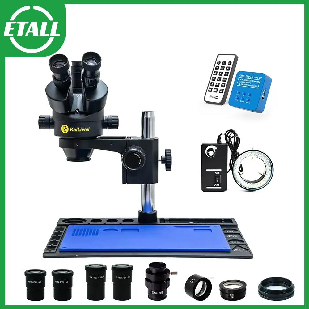 

Kailiwei 3.5x-180x 48MP Metal Platform Base Trinocular Microscope With Camera For Mobile Board Repair