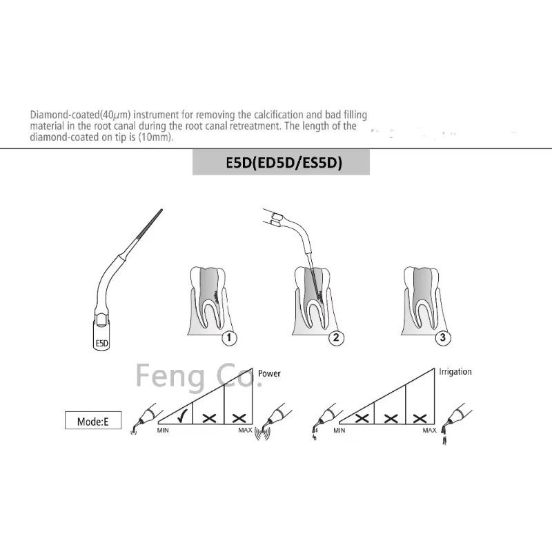 E5D Ultrasonic Scaler Tips Endo Perio Dental Scaling Fit EMS Woodpecker Handpiece Dentistry Instrument