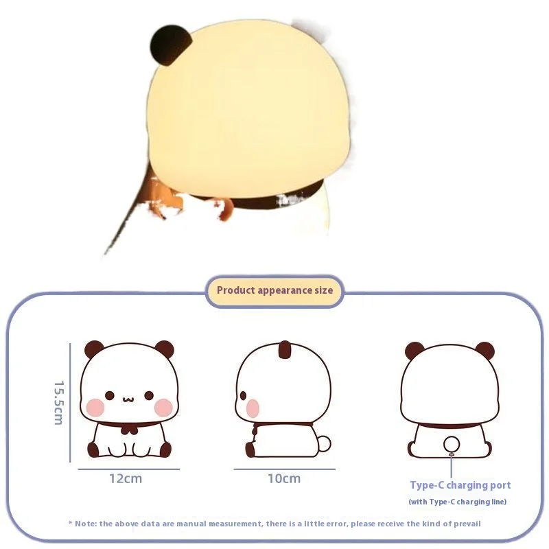 Kawaii Bear Panda Bubu And Dudu Led Night Light Lamp Cute Cartoon Nightlight Animal Bedroom Decorative Living Room Dolls Gifts