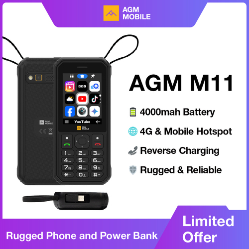 AGM M11 4G Rugged Phone IP68 Waterproof 4000mAh Removable Battery Wi-Fi Hotspot Reverse Charging FM Radio for Outdoor - View 1 AGM M11 4G Rugged Phone IP68 Waterproof 4000mAh Removable Battery Wi-Fi Hotspot Reverse Charging FM Radio for Outdoor - View 1