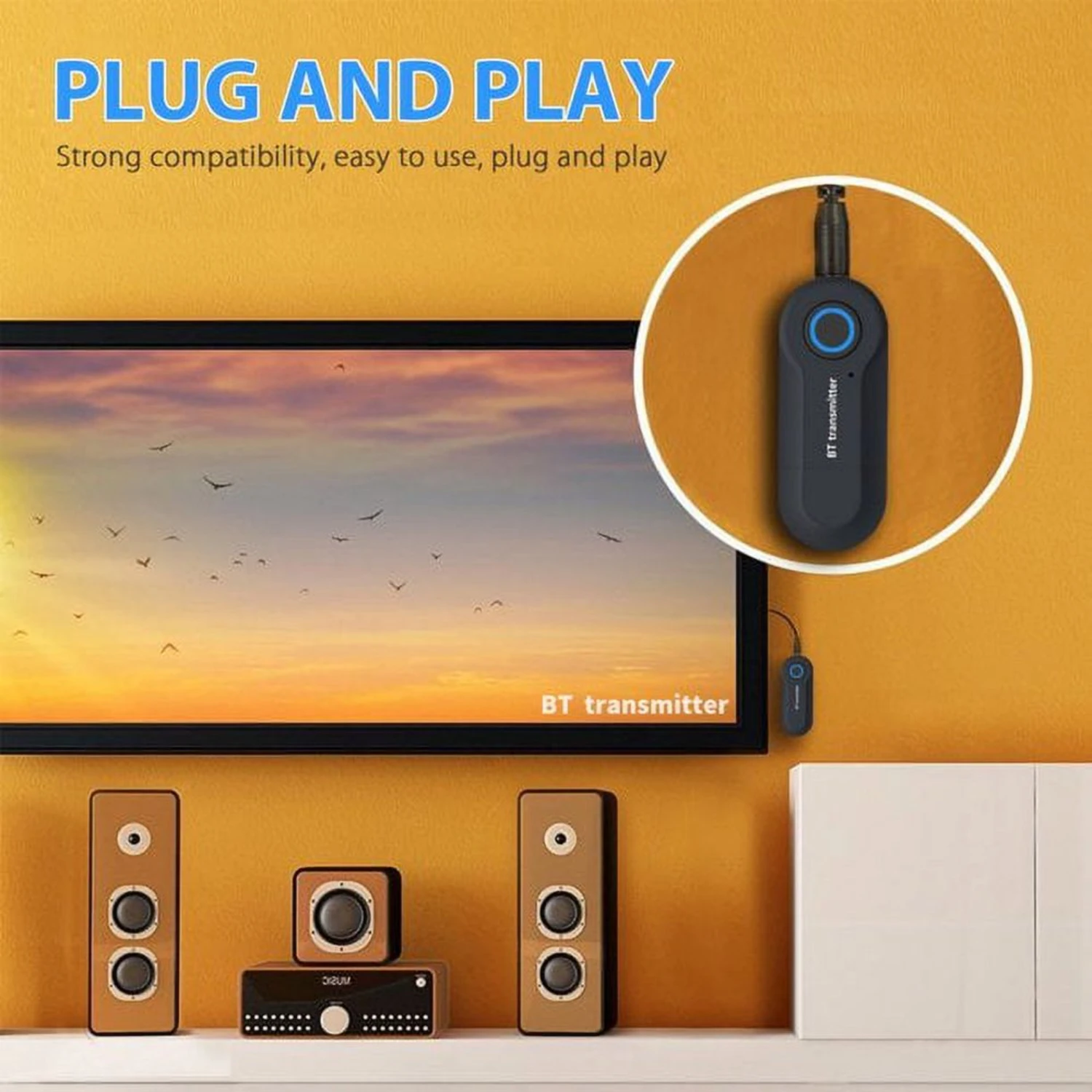 Bluetooth Wireless Audio Transmitter for TV, PC, Computer, CD Player,Music Player - Portable USB Bluetooth 5.0 Music Transmitter