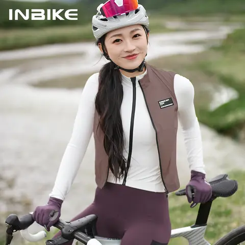 INBIKE 여성 사이클링 조끼 자켓 민소매 발수 전체 지퍼 MTB 사이클링 의류 경량 도로 자전거 탑 의류