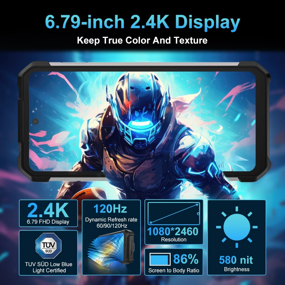 Прочный телефон Unihertz 8849 Tank 2 Pro, 12 ГБ + 512 ГБ, проектор ночного видения, 6,79 дюйма, FHD, Android 14, 100 МП, 23800 мАч, 4G, смартфон
