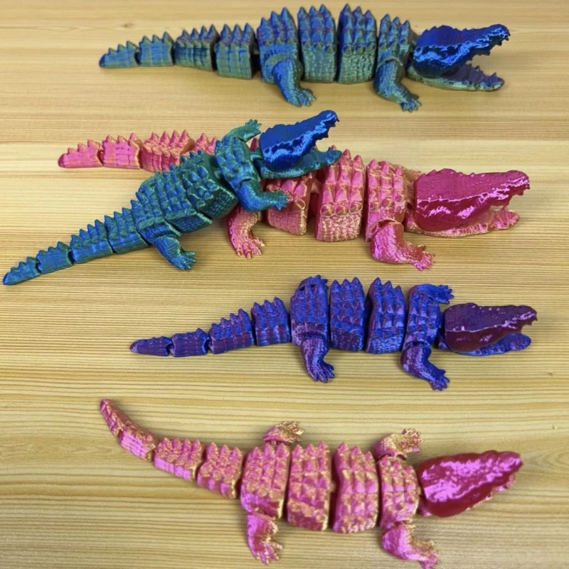 3D Printed Crocodile with Entire Body Movable Joints Can Freely Assume Various Shapes and Movement for Children's Gifts