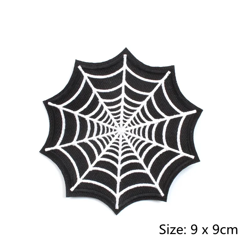 10pcs Iron On Black Patch Embroidery Black Spider Net Patches DIY Clothes Stickers Sew On Fabric Appliques Jackets Badge