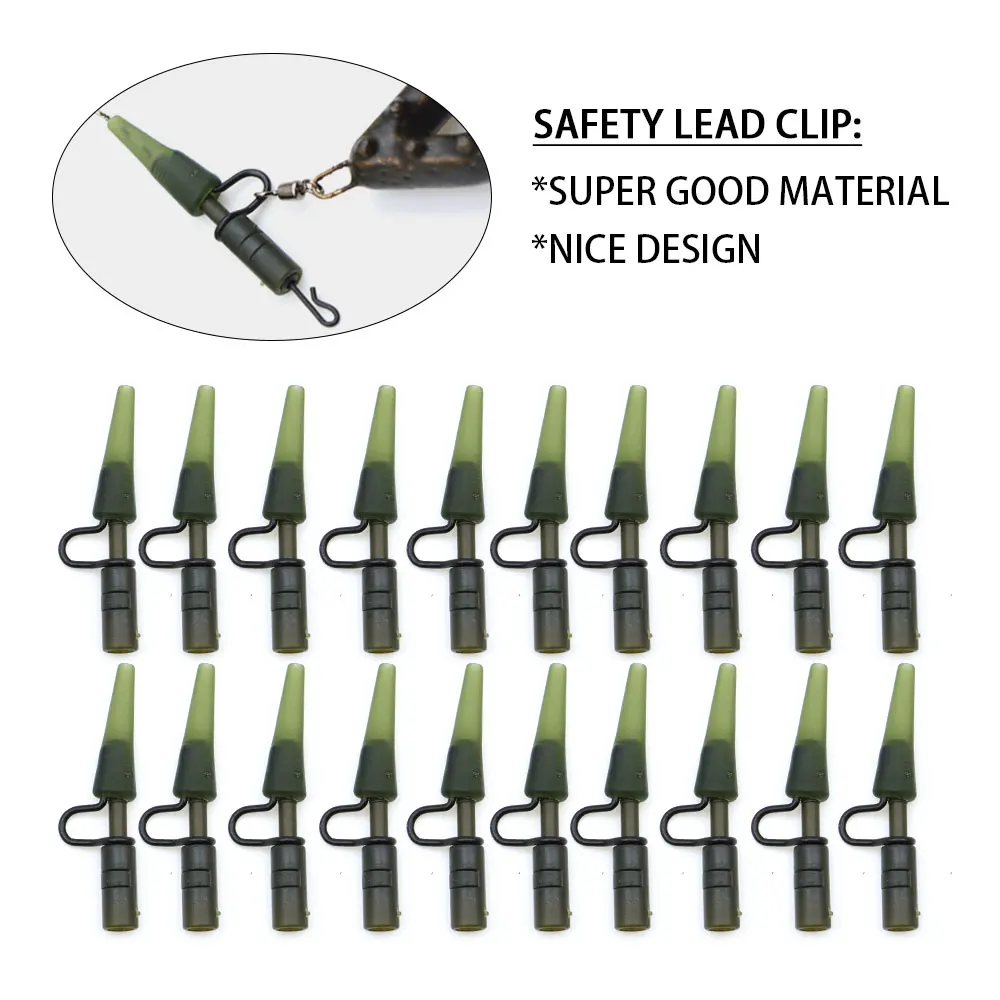 10pcs Carp Fishing Accessoreis Lead Weight Safety Clips Helicopter Hair Rig Connector Rubber Sleeves For Carp Fishing  Tackle