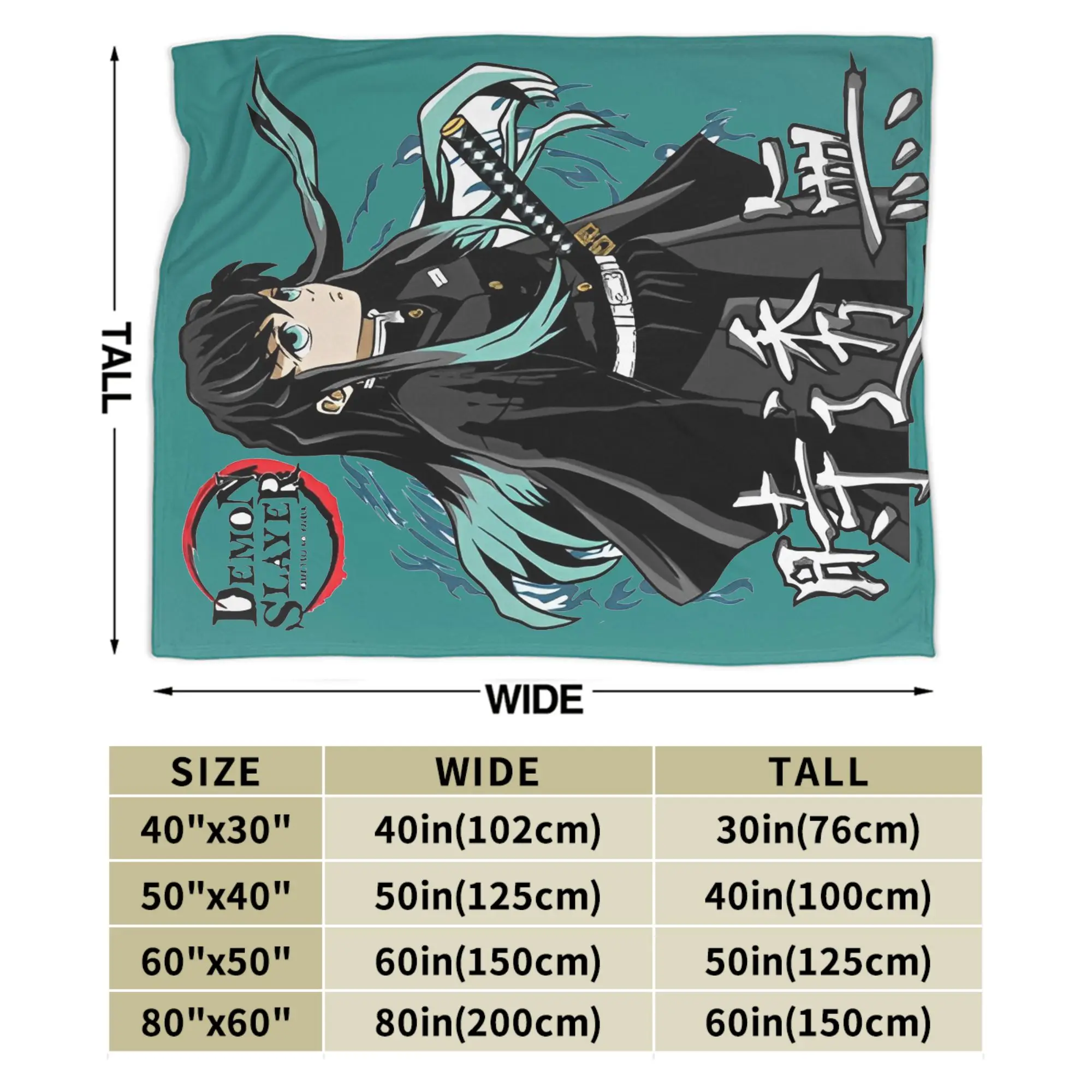 بطانيات Muichiro Tokito من الصوف بطانية رمي رائعة قابلة للتنفس لصالة الفراش في الخريف/الشتاء، #4