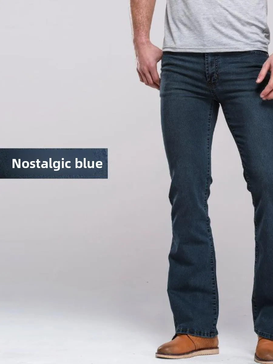 

Мужские джинсы-клеш слим-фит со средней посадкой, эластичные, простые, но стильные, молодежные, длинные брюки на все сезоны