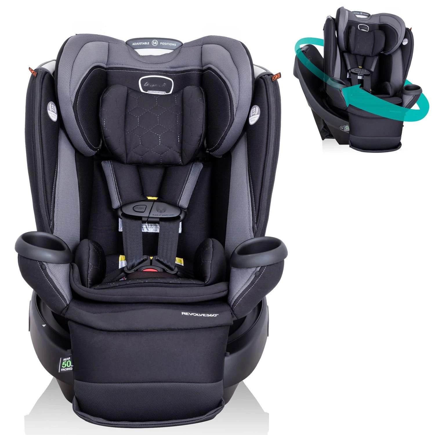 All-in-One Rotational Car Seat with Quick Clean Cover (Revere Gray)