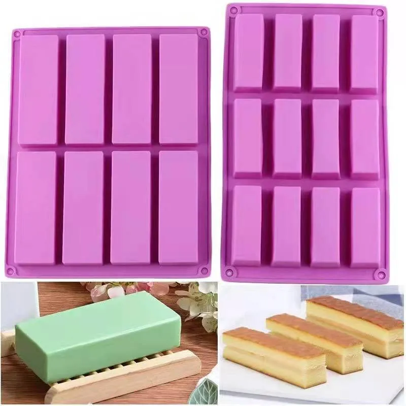 Handmade Soap Silicon Mold Essential Oil Toilet Soap DIY Baking Cake Mould Rectangle Square Oval Circular Cuboid Silica gel Mold