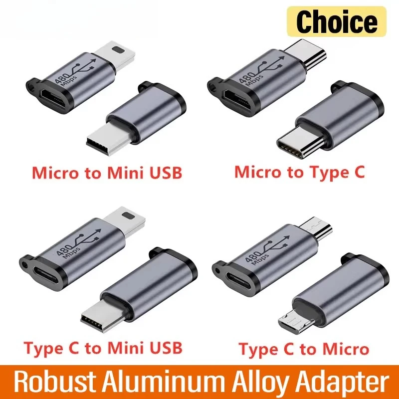 USB C Adapter 4 Pack Micro Mini USB Converter Connector OTG For iPhone Samsung Android Phone Tablet Data Charging Cable Adapter