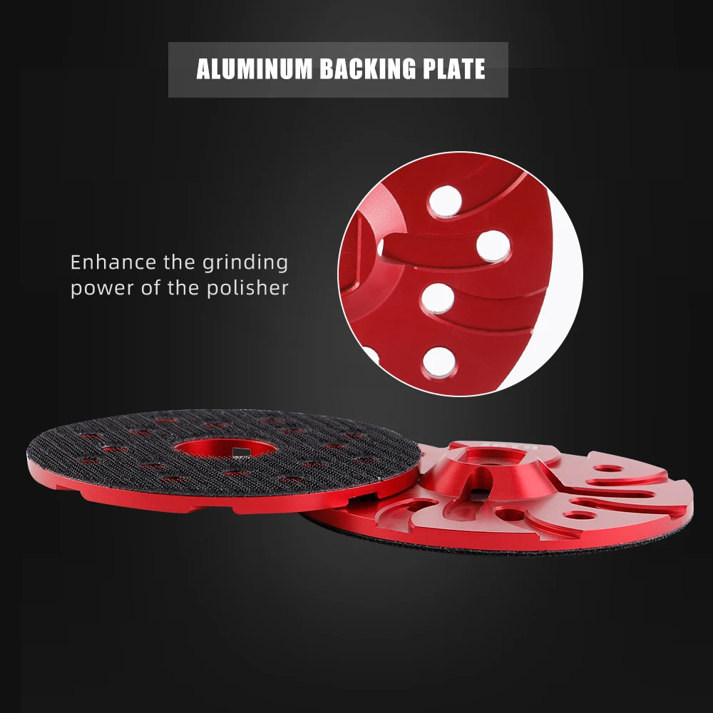 SPTA 5 Inch 125mm Red Aluminum Backing Plate Disic Hook Look for Dual Action DA Polisher Buffering Machine