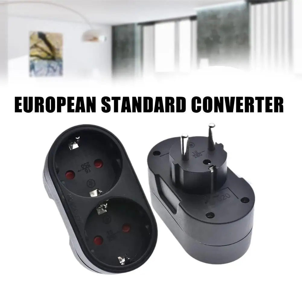 2 Socket Multiple Plug Plug Power Adapter EU Standard Multiple Plug 16A/250V German Standard Power Supply Plug Adapter