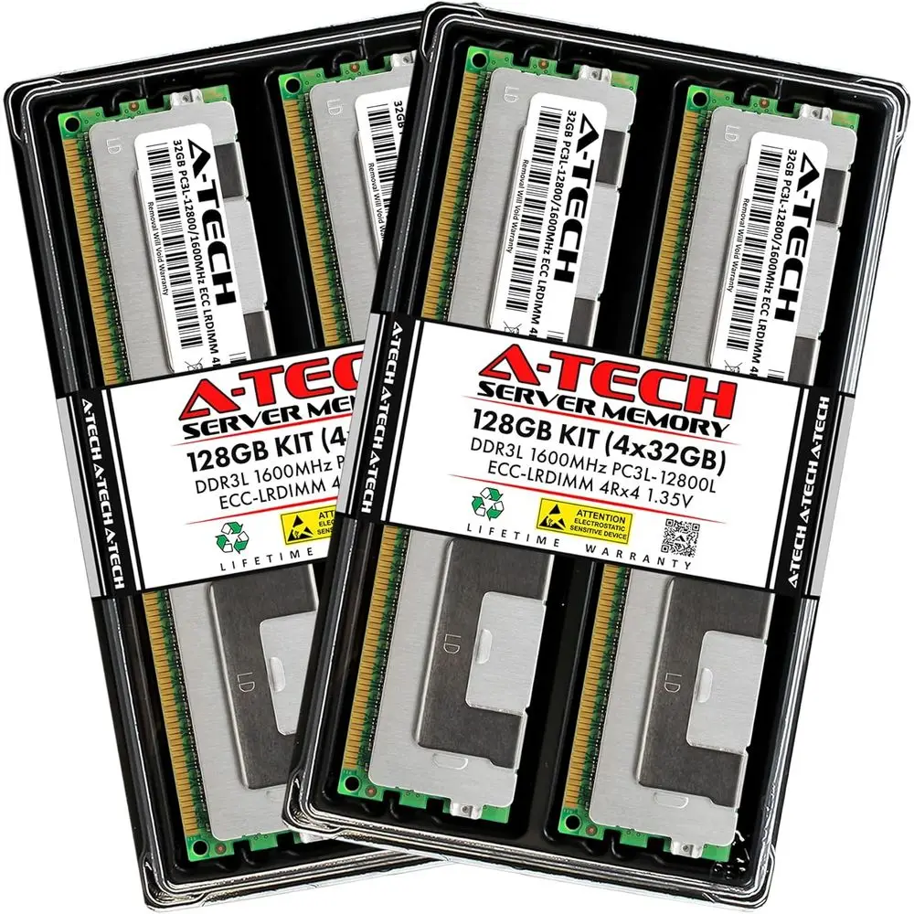 

Комплект 128 ГБ (4x32 ГБ) DDR3/DDR3L 1600 МГц PC3L-12800L ECC LRDIMM 4Rx4 Quad Rank 1.35V Load Reduced DIMM 240-контактная серверная память для апгрейда